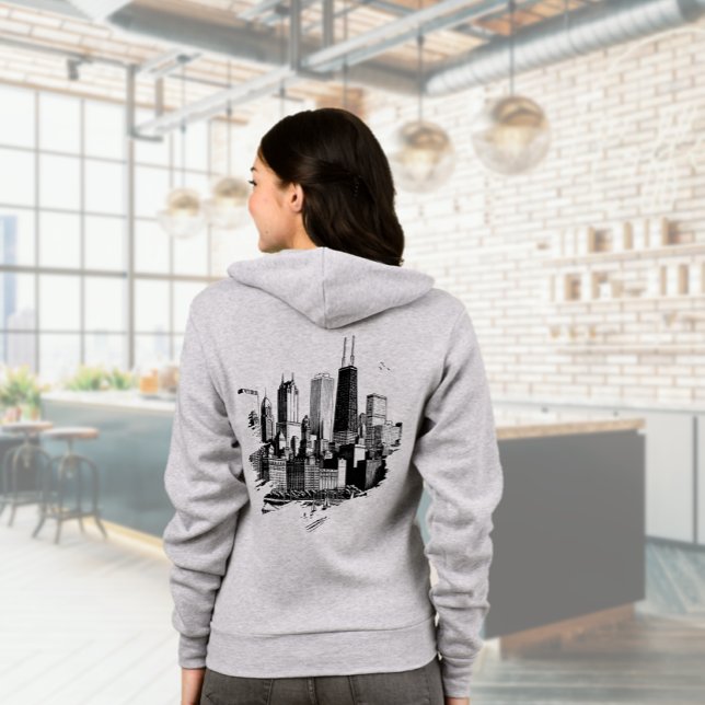 Chicago Skyline Modern T Shirt (Chicago Skyline Hoodie (back))