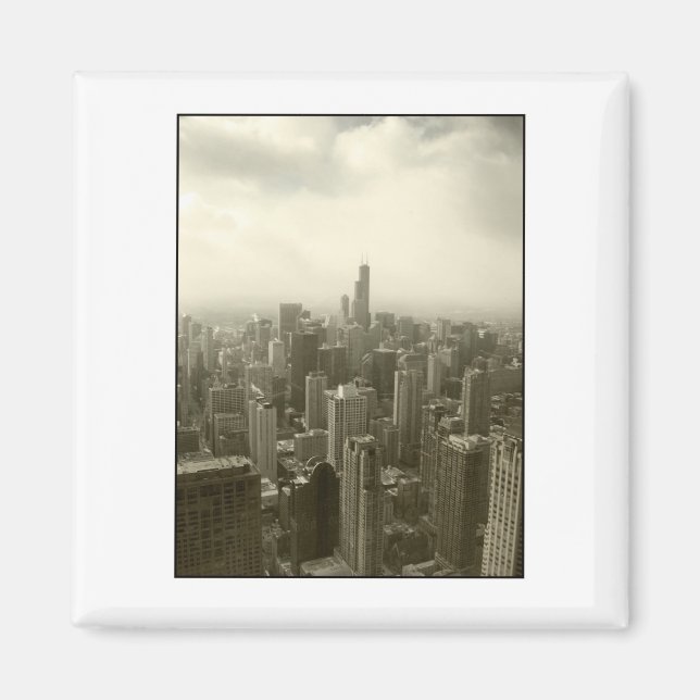 Chicago Skyline Mono Magnet (Framsidan)