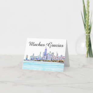 Chicago Skyline Muchas Gracias Tack för ditt kort