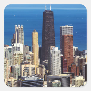 Chicago Skyline och landmärken Fyrkantigt Klistermärke