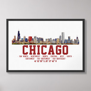 Chicago Skyline. Område Namn och koordinater Fototryck