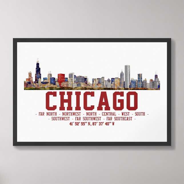 Chicago Skyline. Område Namn och koordinater Fototryck (Skapare uppladdad)