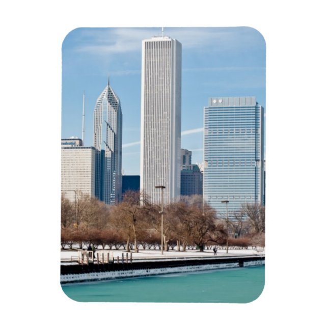Chicago skyline över fryst Sjö Michigan Magnet (Vertikal)