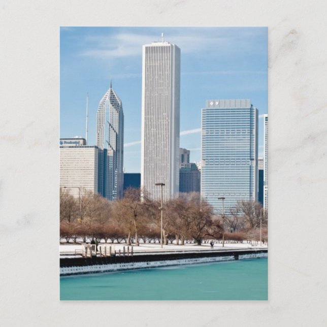 Chicago skyline över fryst Sjö Michigan Vykort (Framsida)