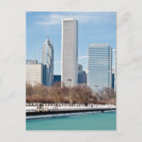 Chicago skyline över fryst Sjö Michigan