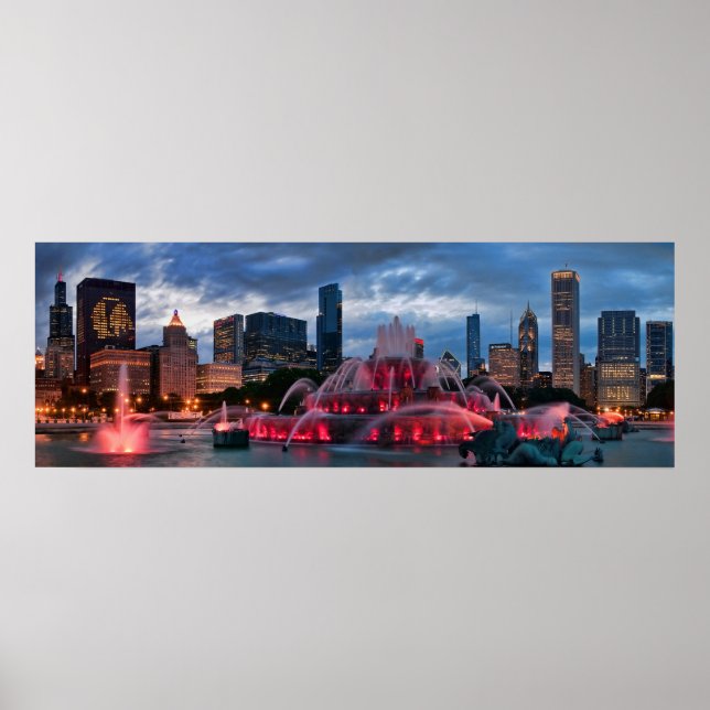 Chicago Skyline på Canvas Poster (Framsidan)
