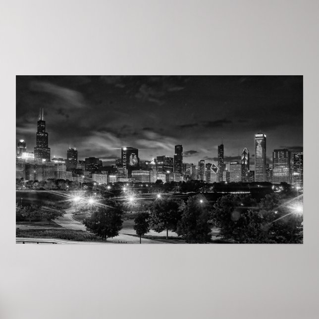 Chicago Skyline på Canvas Poster (Framsidan)