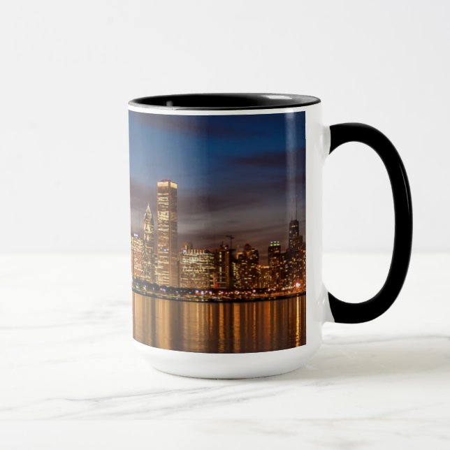 Chicago Skyline på natten Mugg (Höger)