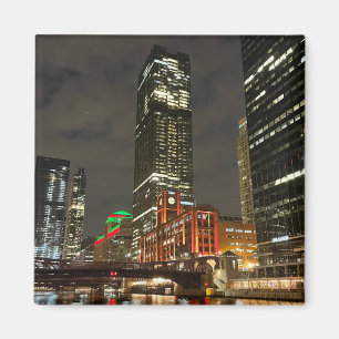 Chicago Skyline på Night Magnet