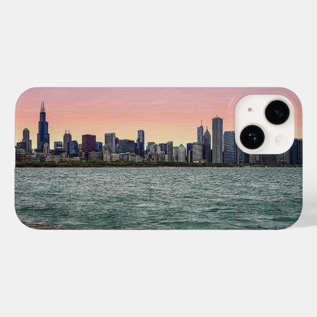 Chicago Skyline Painterly Fodral-Mate iphone case (Baksida (horisontell))