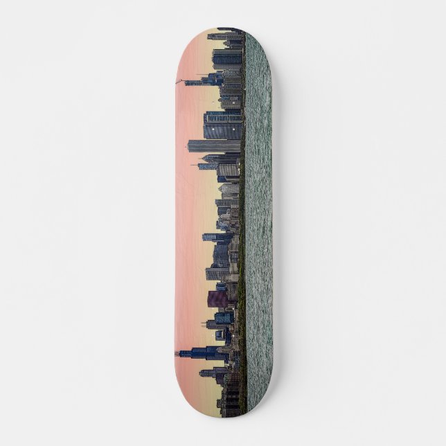 Chicago Skyline Painterly Mini Skateboard Bräda 18,5 Cm (Framsida)