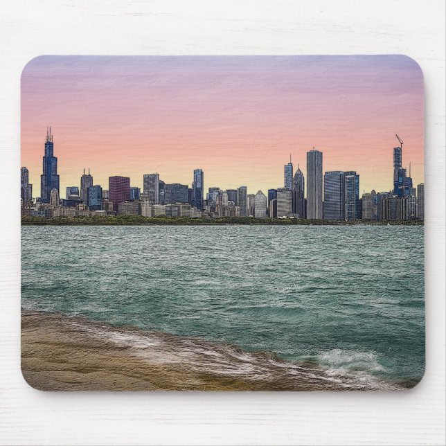 Chicago Skyline Painterly Musmatta (Framsidan)