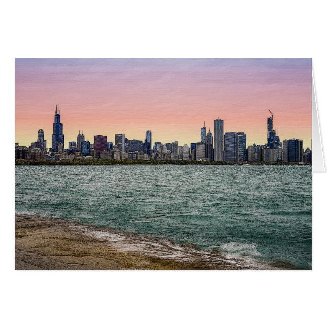 Chicago Skyline Painterly OBS Kort (Framsidan Horizontal)