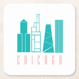 Chicago Skyline Papper Underlägg Kvadrat