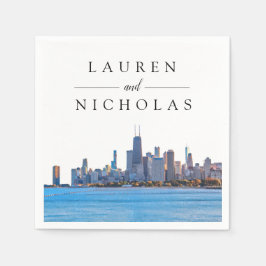 Chicago Skyline Personlig Bröllop Napkins Pappersservett