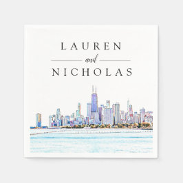 Chicago Skyline Personlig Bröllop Napkins Pappersservett