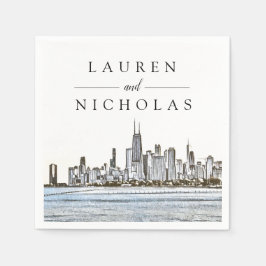 Chicago Skyline Personlig Bröllop Napkins Pappersservett