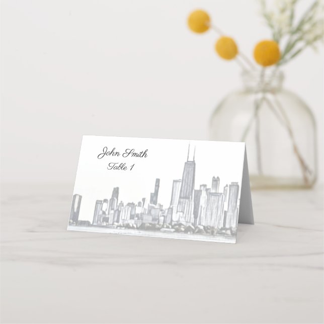 Chicago Skyline Place Card Placeringskort (Framsida)