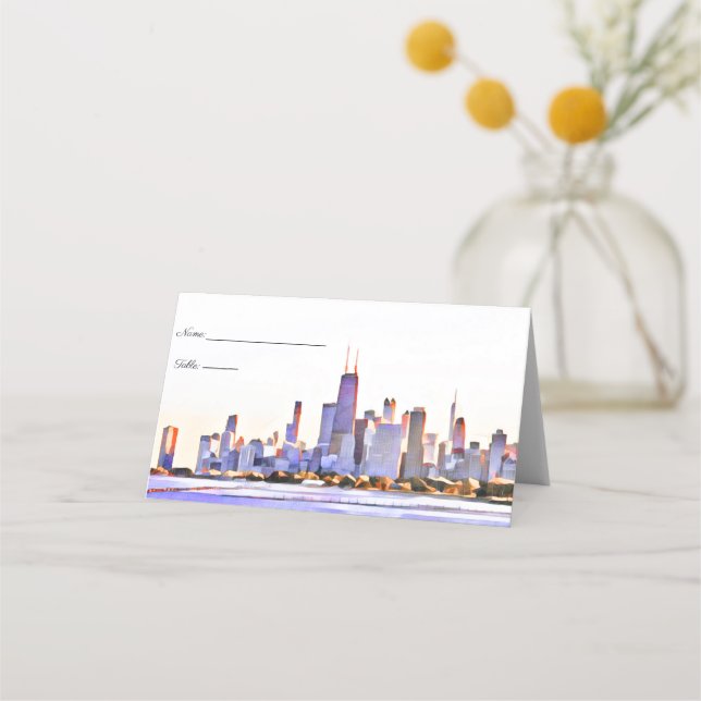 Chicago Skyline Place Card Placeringskort (Framsida)