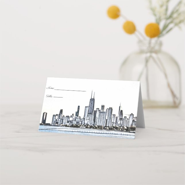 Chicago Skyline Platskort Placeringskort (Framsida)