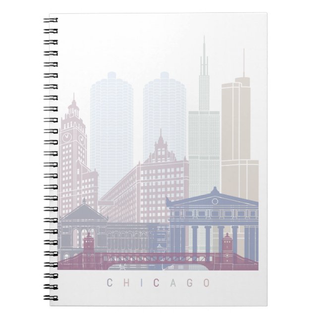 CHICAGO SKYLINE POSTER PASTEL ANTECKNINGSBOK (Framsidan)