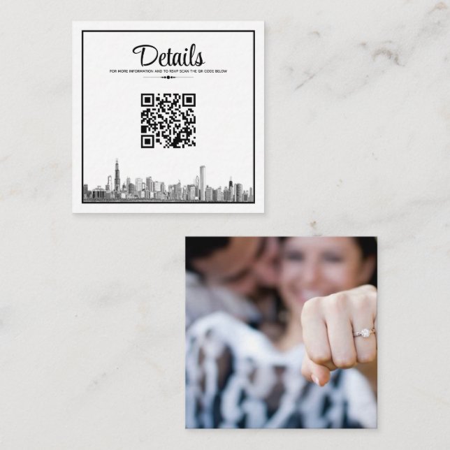 Chicago Skyline QR-kod Tilläggskort (Fram/baksida)