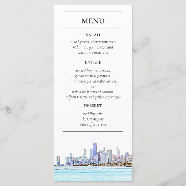 Chicago Skyline Reception Menu Meny (Framsida)