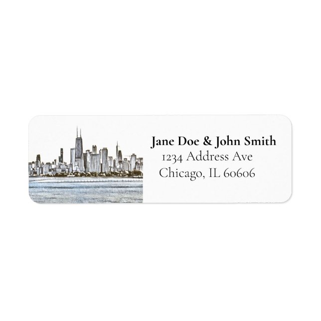Chicago Skyline Returetiketters Returadress Etikett (Framsidan)