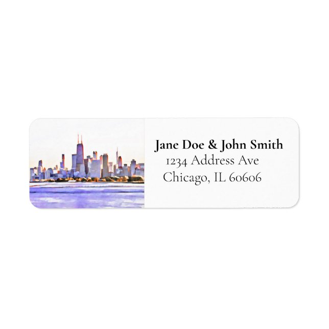 Chicago Skyline Returetiketters Returadress Etikett (Framsidan)