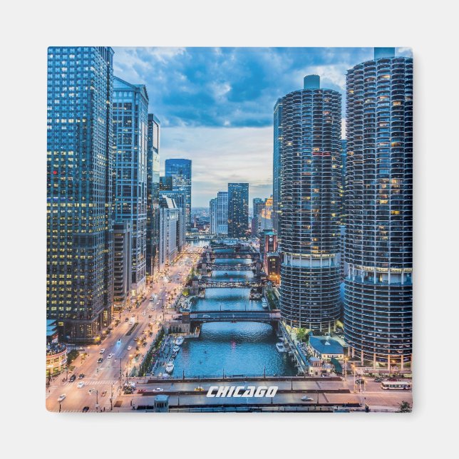 Chicago Skyline River City Magnet (Framsidan)