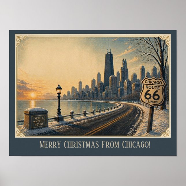 Chicago Skyline Route 66 Holiday Escape Poster (Framsidan)