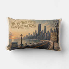 Chicago Skyline Route 66 Reversibel Rutmönstrad Ko Lumbarkudde