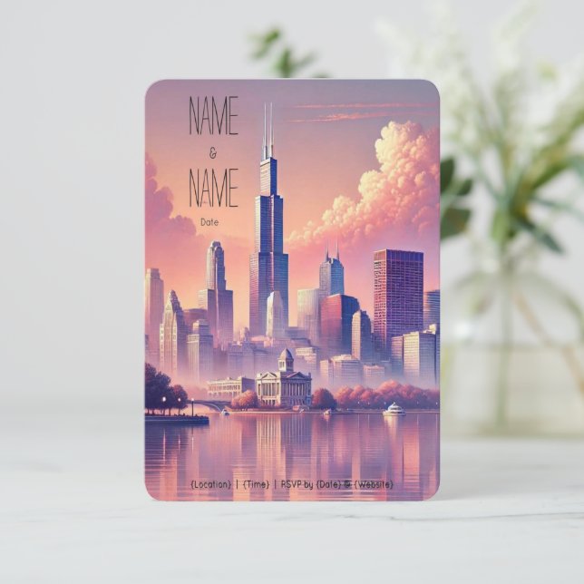 Chicago Skyline RSVP-kort OSA Kort (Stående Fram)