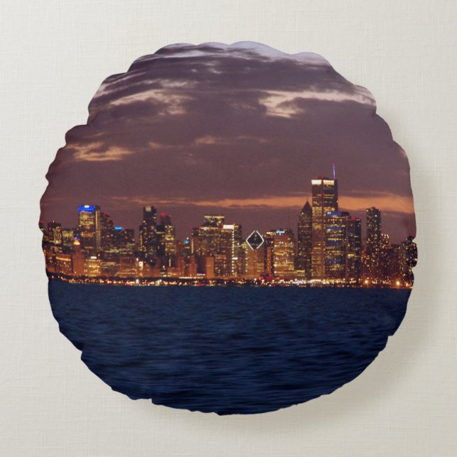 Chicago Skyline-rundkudde Rund Kudde (Framsidan)