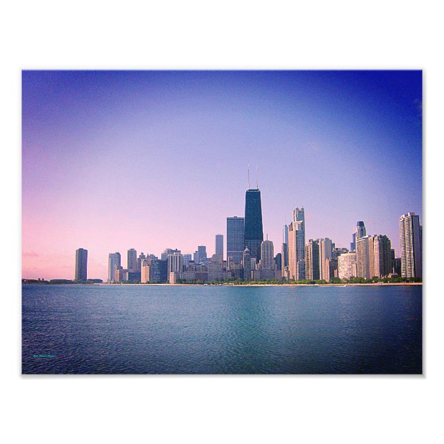 Chicago Skyline Sangria Filter Fototryck (Framsidan)