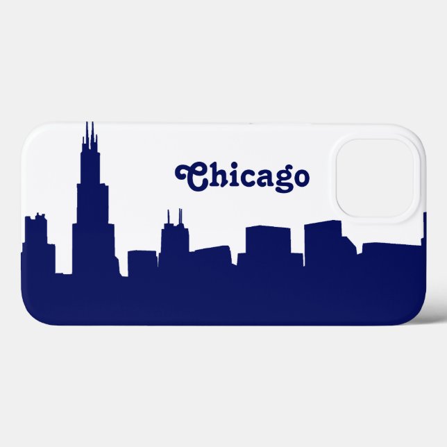 Chicago Skyline Silhouette Blå (Baksida (horisontell))