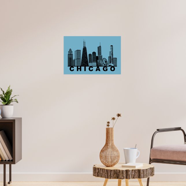 Chicago Skyline Silhouette  Poster (Vardagsrum 3)