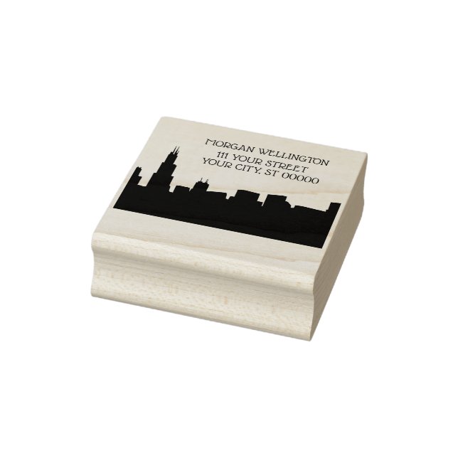 Chicago Skyline Silhouette Returadress Stämpel (Stämpel)