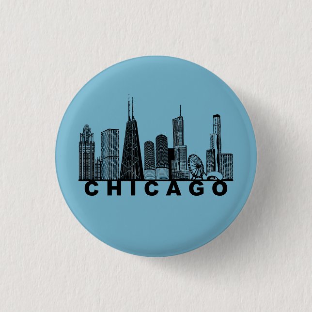 Chicago Skyline Silhuett  Knapp (Framsida)