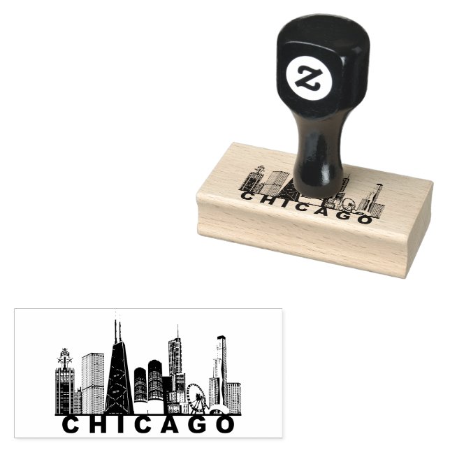 Chicago Skyline Silhuett  Stämpel (Stämplad)