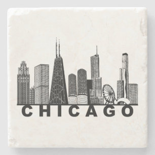 Chicago Skyline Silhuett Stenunderlägg