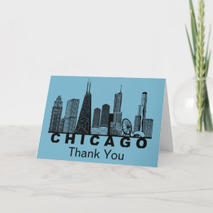 Chicago Skyline Silhuett Tack Kort