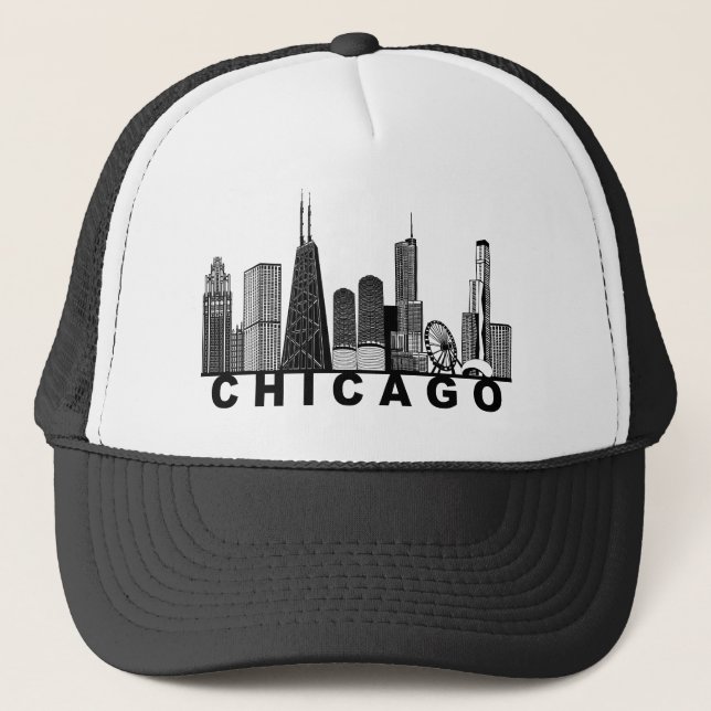 Chicago Skyline Siluett  Keps (Framsida)