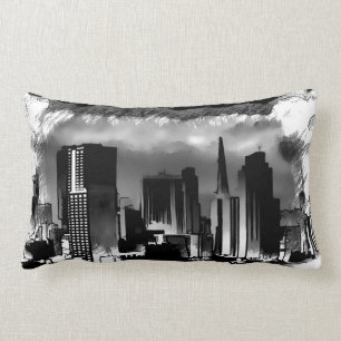Chicago Skyline Sketch in Black and White Lumbarkudde