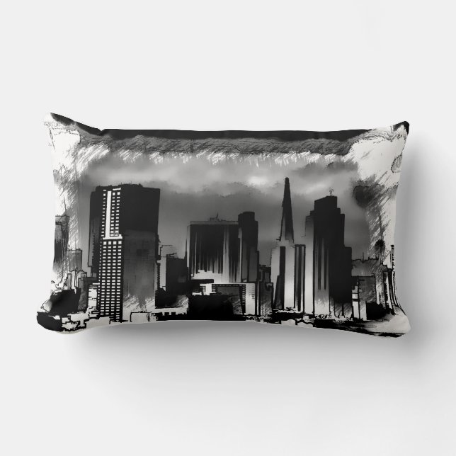 Chicago Skyline Sketch in Black and White Lumbarkudde (Framsida)