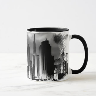 Chicago Skyline Sketch in Black and White Mugg