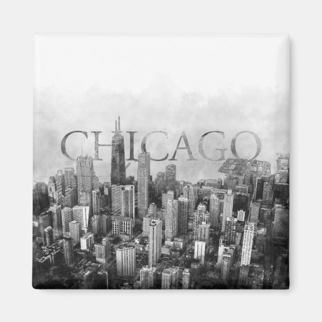 Chicago Skyline Sketch Magnet (Framsidan)