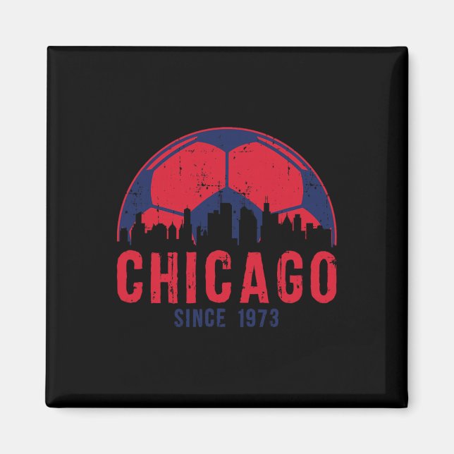 Chicago Skyline Soccer Fc Fotboll Illinois  Magnet (Framsidan)