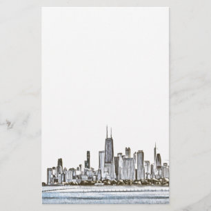 Chicago Skyline Stationery Brevpapper