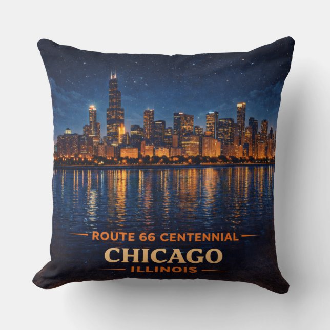 Chicago Skyline Strandpromenad Sofa Glöd Kudde (Framsida)